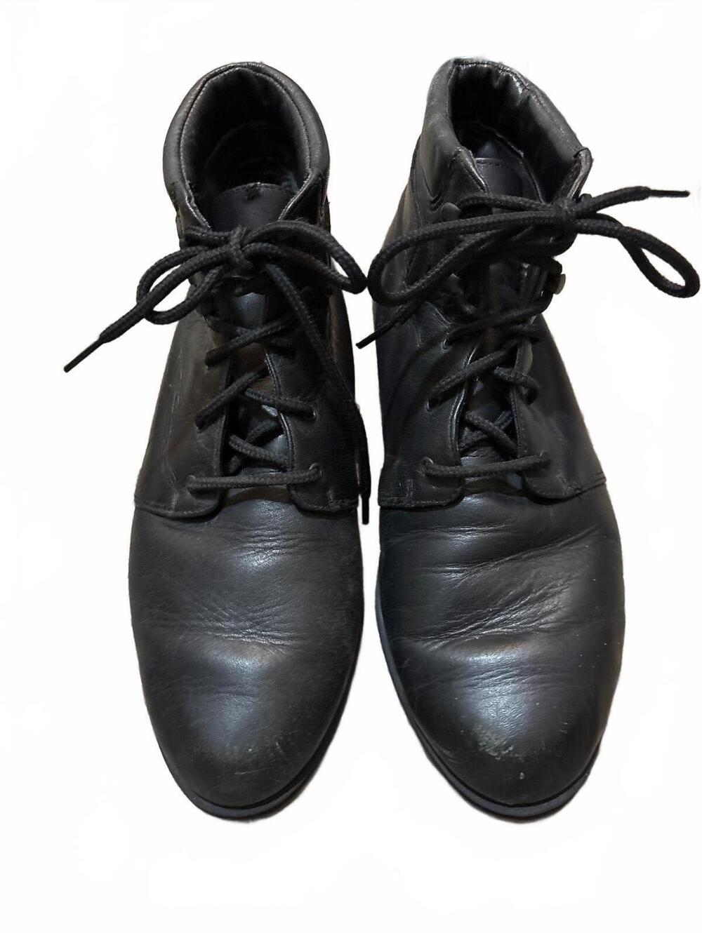 90s Danexx D-Champ Plaid Lined Black Leather Ankle Boots Grunge Witchy Sz 7 6.5